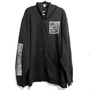 Harley-Davidson Men's Black Full-Zip Hoodie 5X Sweatshirt Brick Wall Bar Shield